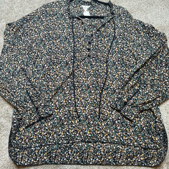 Mirth Floral Button Tie Collar Blouse - Picture 2 of 4